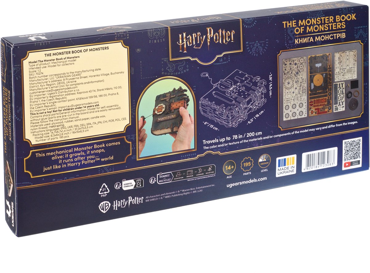 UGEARS 3D Modelbouw - The Monster Book Of Monsters™ - Harry Potter™ - Mechanisch Bouwpakket Hout - Educatief Speelgoed — afbeelding 16