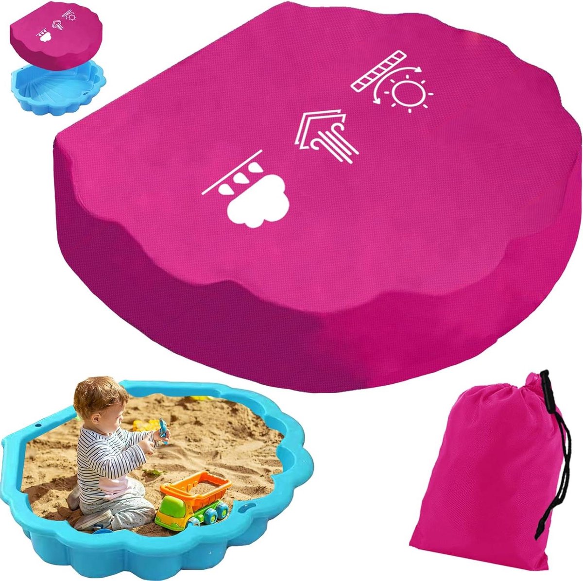 Zandbak Afdekking - Zandbak Zeil - Zand Schoon Houden - Waterdicht & UV-bestendig - 100 x 100 cm - Roze Blauw