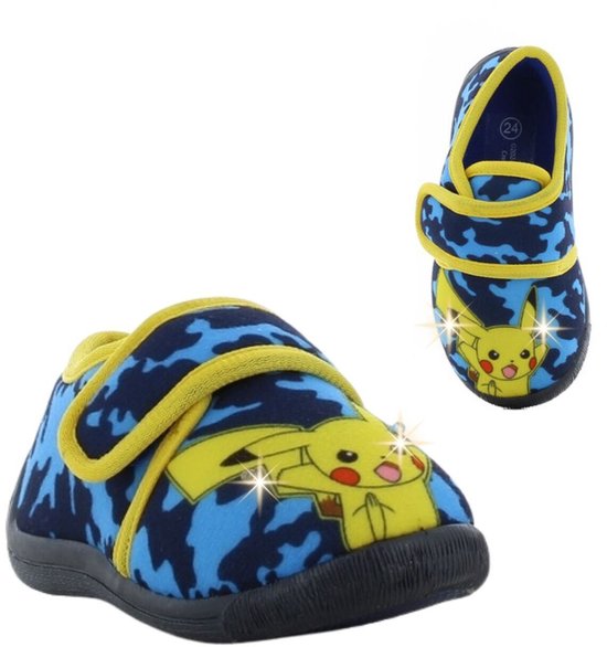 Pokémon - Pantoffels kinderen voor jongens - Pikachu Sloffen kind met klittenbandsluiting - Schoenen van 2 tot 8 jaar - Maat 26 - Blauw