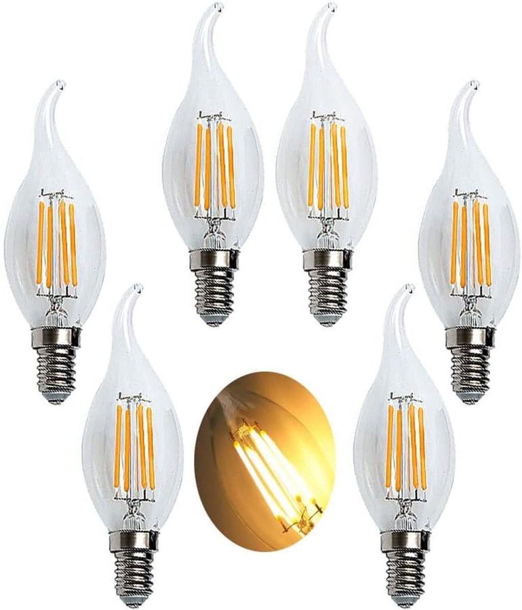 LED Kaarslamp - Filament Lamp E14 - Sfeerverlichting Creëren - Energiebesparend 6W - 600 Lumen - Warm Wit