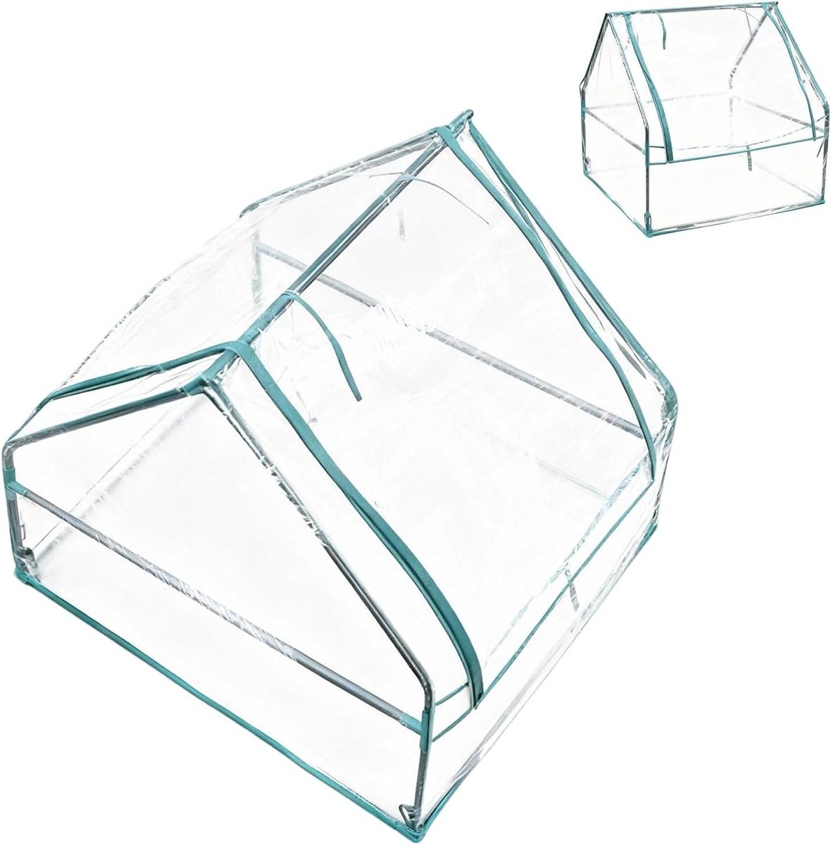Broeikas Afdekking - Reservehoes PVC - Planten Beschermen - Dubbel Schuifmechanisme - 90x90x92 cm - Transparant