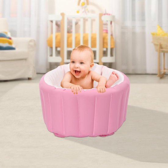 Baby Badje - Opblaasbaar Badje - Baby Verzorging - Inclusief Pomp - 77 x 40 cm - Roze — afbeelding 3