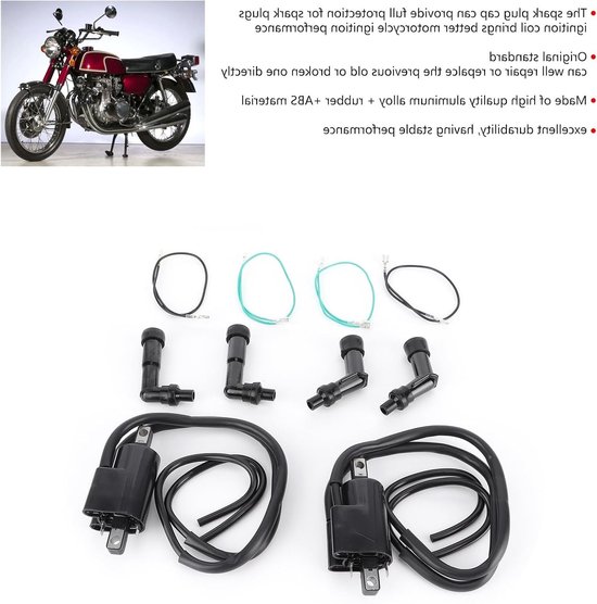 Aluminiumlegering ontstekingsspoel en bougie set met bougiehoes geschikt voor CB350F, CB400F, CB500 en CB550 — afbeelding 2