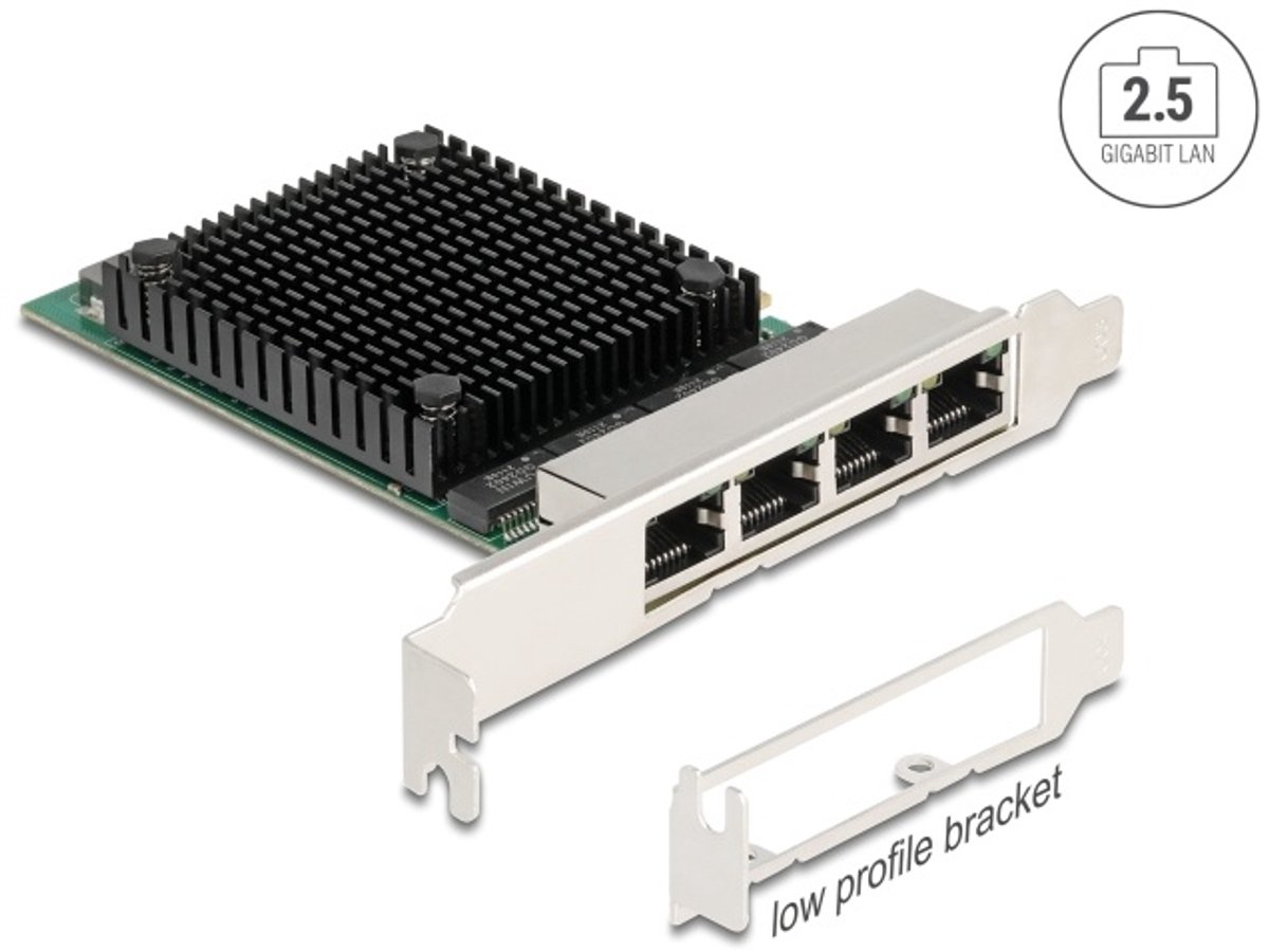 Delock PCI Express x4 Network Card 2.5 Gigabit LAN 4 x RJ45 RTL8125