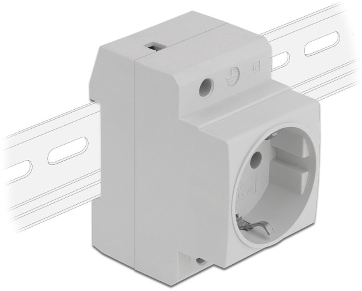 Delock Power Socket with a Side Grounding Contact for DIN Rail