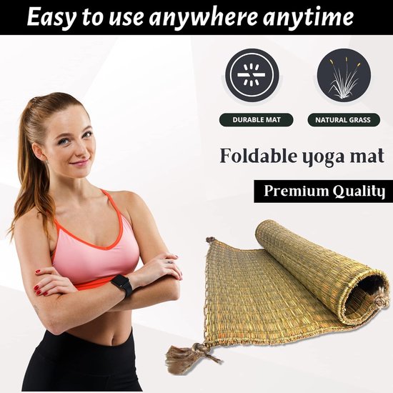 Handgemaakte Grasmat - Kusha Aasan - Meditatie en Yoga - Natuurlijk Materiaal - Rechthoekig - Multicolor — afbeelding 4