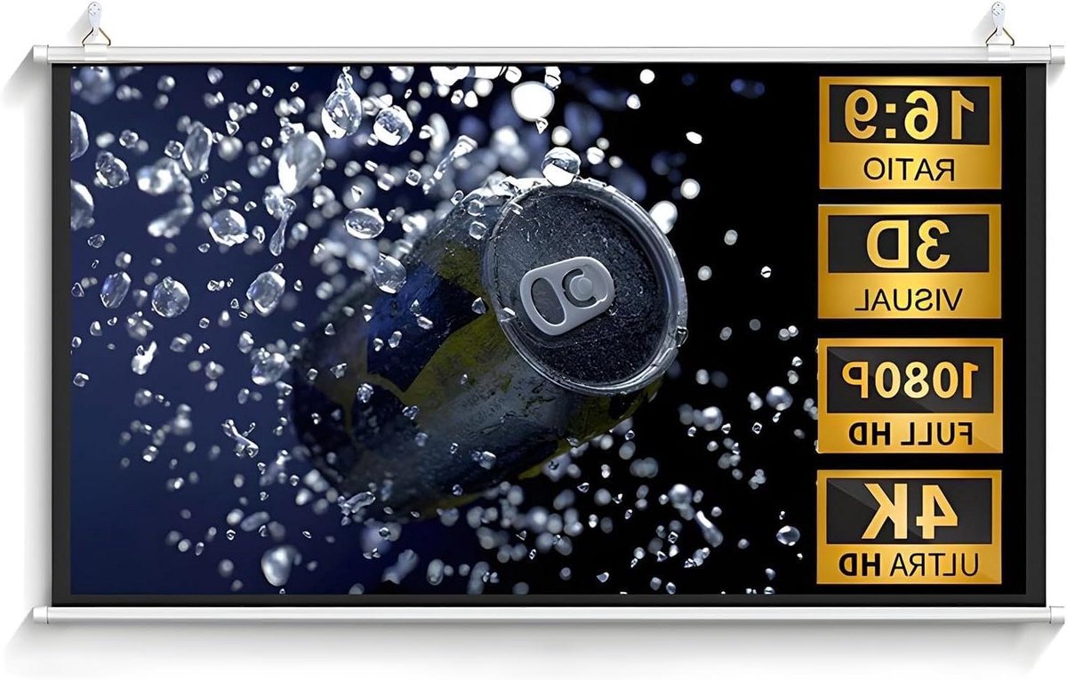 Projectiescherm Handmatig - Oprolbaar Scherm - Thuisbioscoop Creëren - 160 Graden Kijkhoek - 60 Inch - Mat Wit