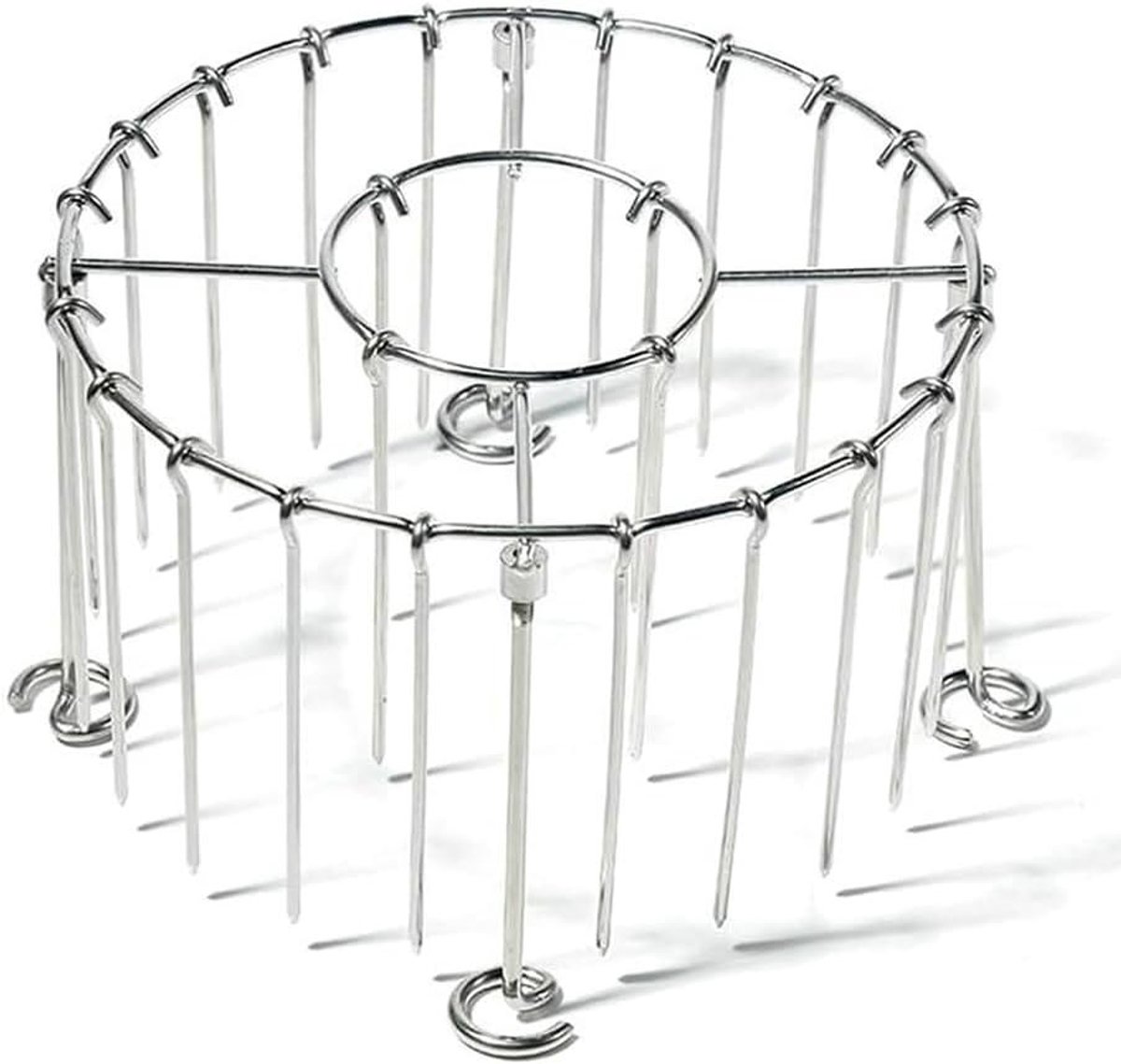 Grill Spies Rack - Kabob Set - Airfryer Bereiding - 24 Verticale Spiesen - Rond Ontwerp - Zilver