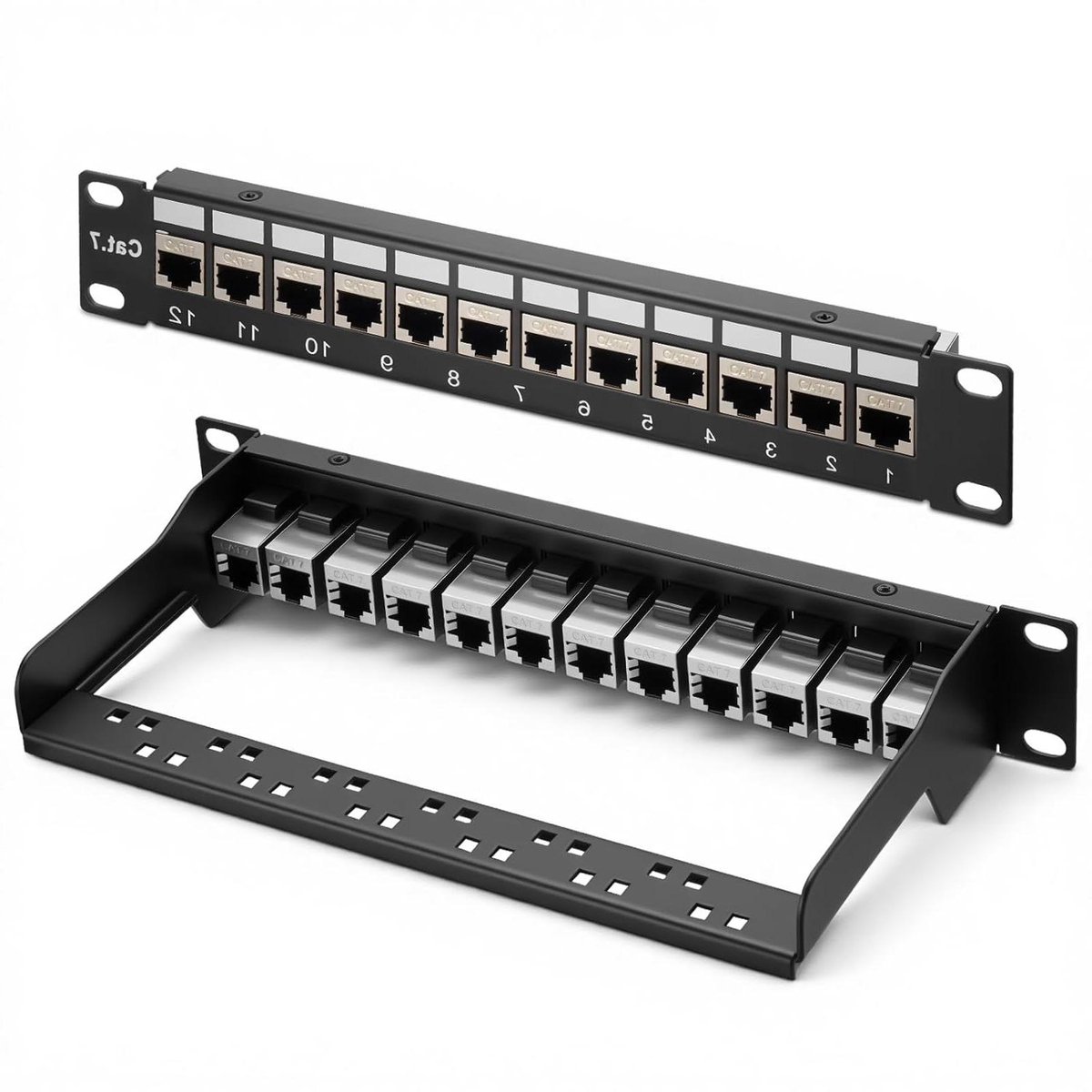 Netwerk Patchpaneel - Verdelerveld RJ45 - Gestructureerde Bekabeling - 10 Gbps Snelheid - 10 Inch - Zilver