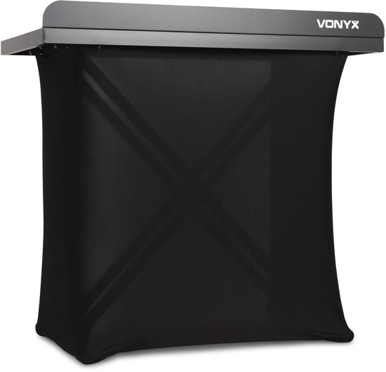Vonyx DBE100 DJ booth inklapbaar - Mobiele DJ tafel met Lycra doek en draagtas - 1 Meter breed