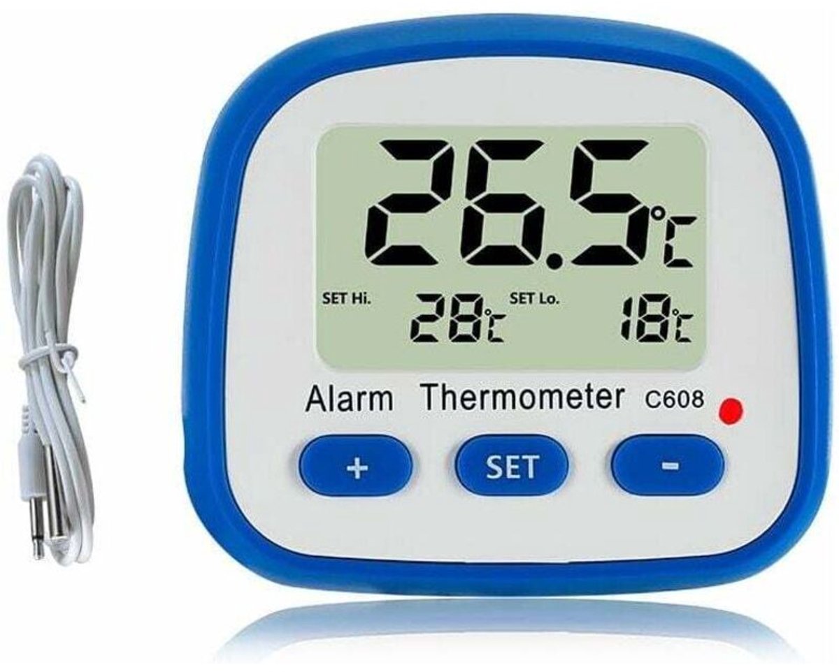 Koelkastthermogeschikt voorer (pakket) - Digitale vrieskastthermogeschikt voorer - Koelkast-/slaapkamerthermogeschikt voorer - Waterdichte vrieskastthermogeschikt voorer - LCD-display - geschikt voor temperatuurmeethaak