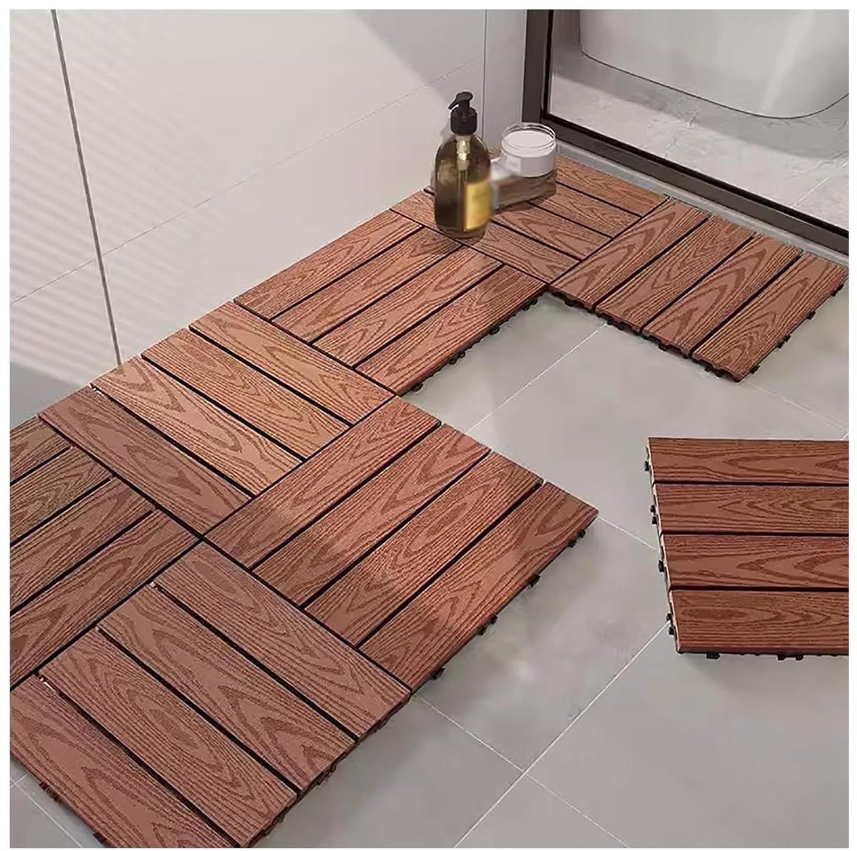 Terrastegels Composiet - Vloerpanelen Balkon - Buiten Leven - Snelle Waterafvoer - 30x30 cm - Roodbruin