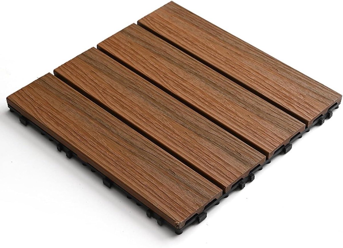 Terrastegels composiet - Vlondertegels buiten - Buitenruimte decoreren - Eenvoudig kliksysteem - 30x30 cm - Houtkleur