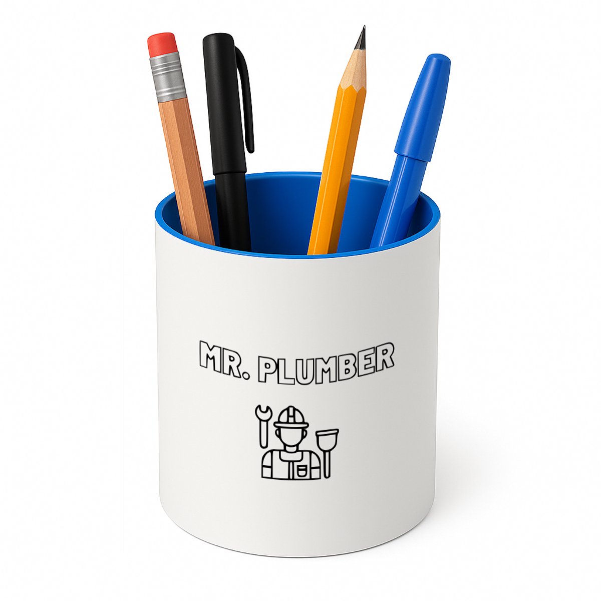Hacebo® - Loodgieter MR. plumber Pennenbakje - Loodgieter - Familie vrienden collega - pennenhouder - Cadeau - Pennenbakje blauw