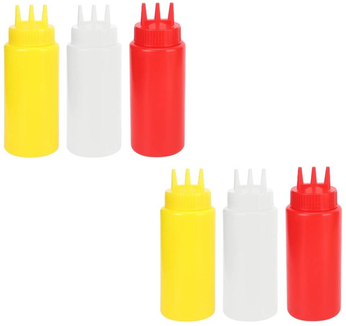Allecto - Knijpfles - 6 Stuks - Perfect voor Sauzen - 3 Gat Fles - Handig voor Salade Dressing - Keuken Benodigdheden - Ideaal voor Ketchup