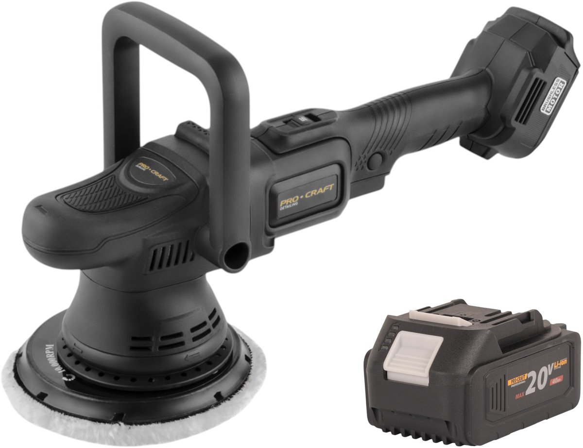 Procraft PM22bb accupolijstmachine 20 volt 150 mm + 1x accu 4,0 Ah - zonder oplader