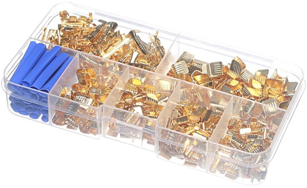 Allecto - 500-delig assortiment elektrische connectoren - U-vormige krimpkous - Niet-geïsoleerde connectoren - Geschikt voor diverse toepassingen -...