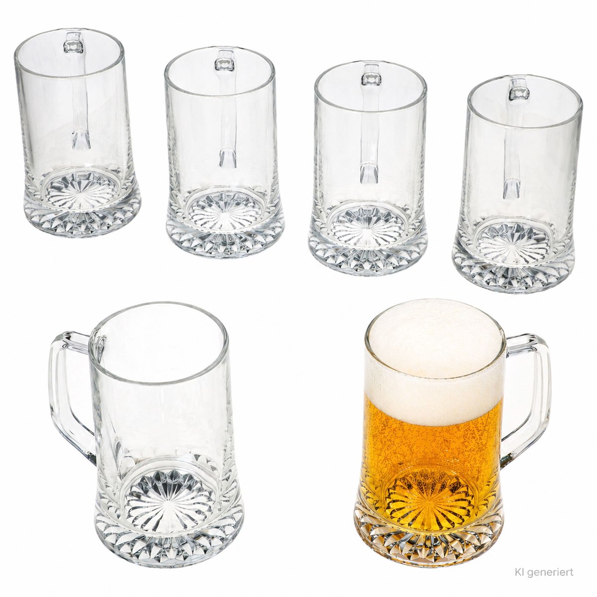 6-delige set Akki bierpullen van 0,5L met sterrenbodem en handvat - 1003133