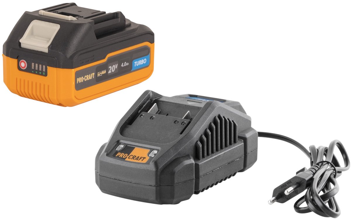 Procraft Starter Pack 20 V 20/2,4A oplader + 1x 20/4 Turbo accu 4,0 Ah