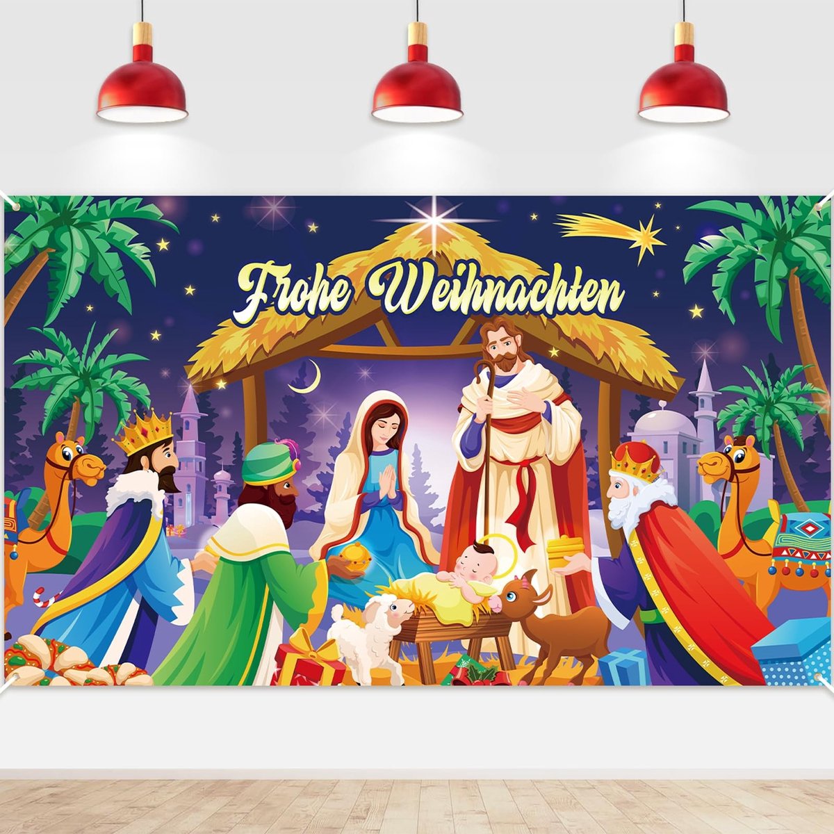 Allecto - Kerstbanner - Merry Christmas Decoratie - 185 x 110 cm - Feestdecoratie - Binnen en Buiten - Perfect voor Kerstversiering - Multicolor