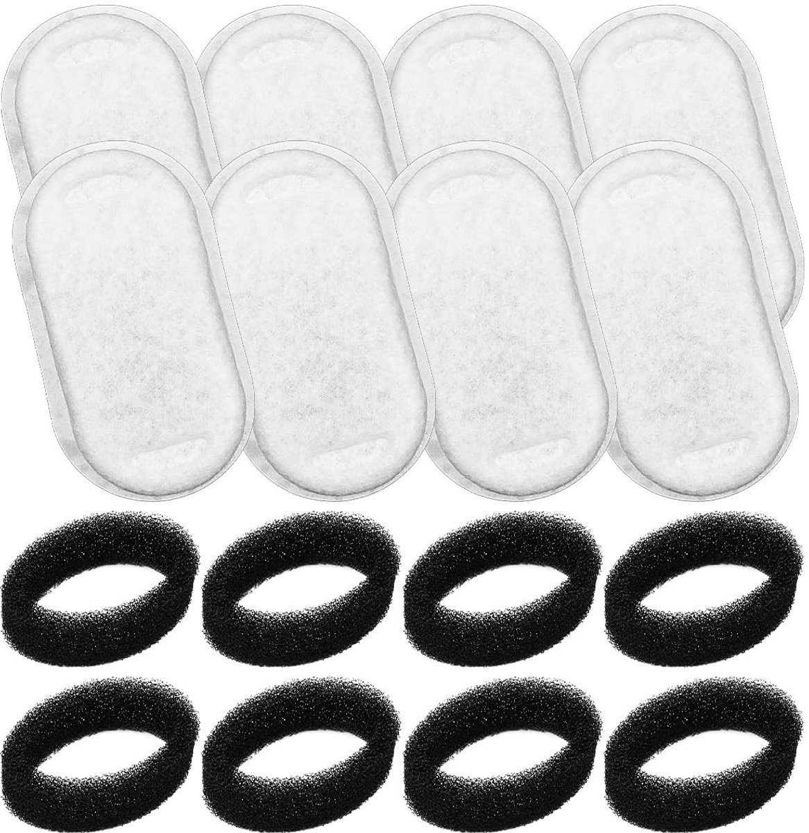 Allecto - Vervangfilters voor Kattenfontein - Actieve Kool - 8 Stuks - Schuimfilter - Geschikt voor 3.2L - Dierverzorging - Katten