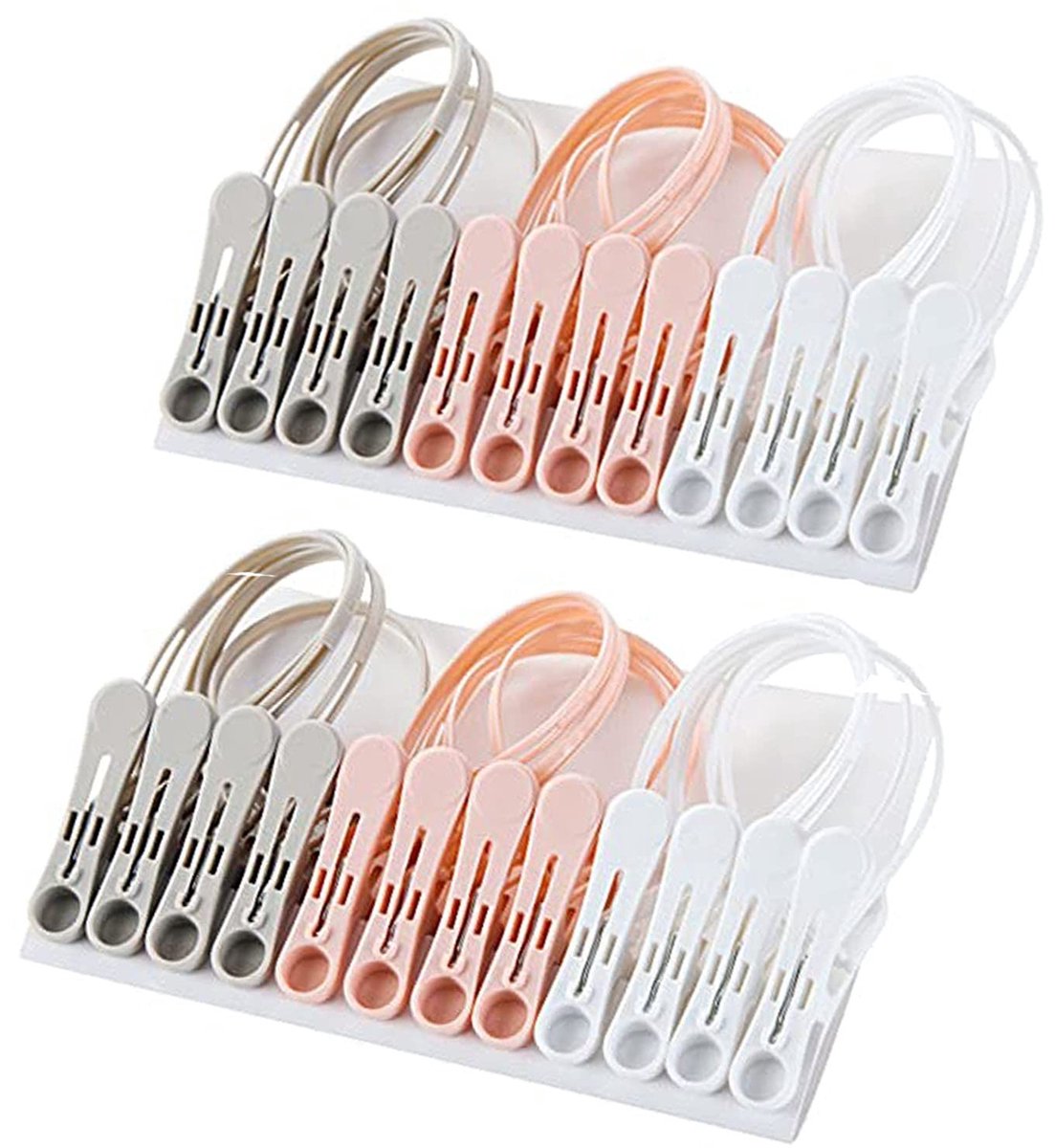 JHUBERS- Wasknijpers 24 stuks - Multifunctionele Klemmen - Winddichte Clips - Kunststof - Geschikt voor Balkons - Hoogwaardig PP-materiaal