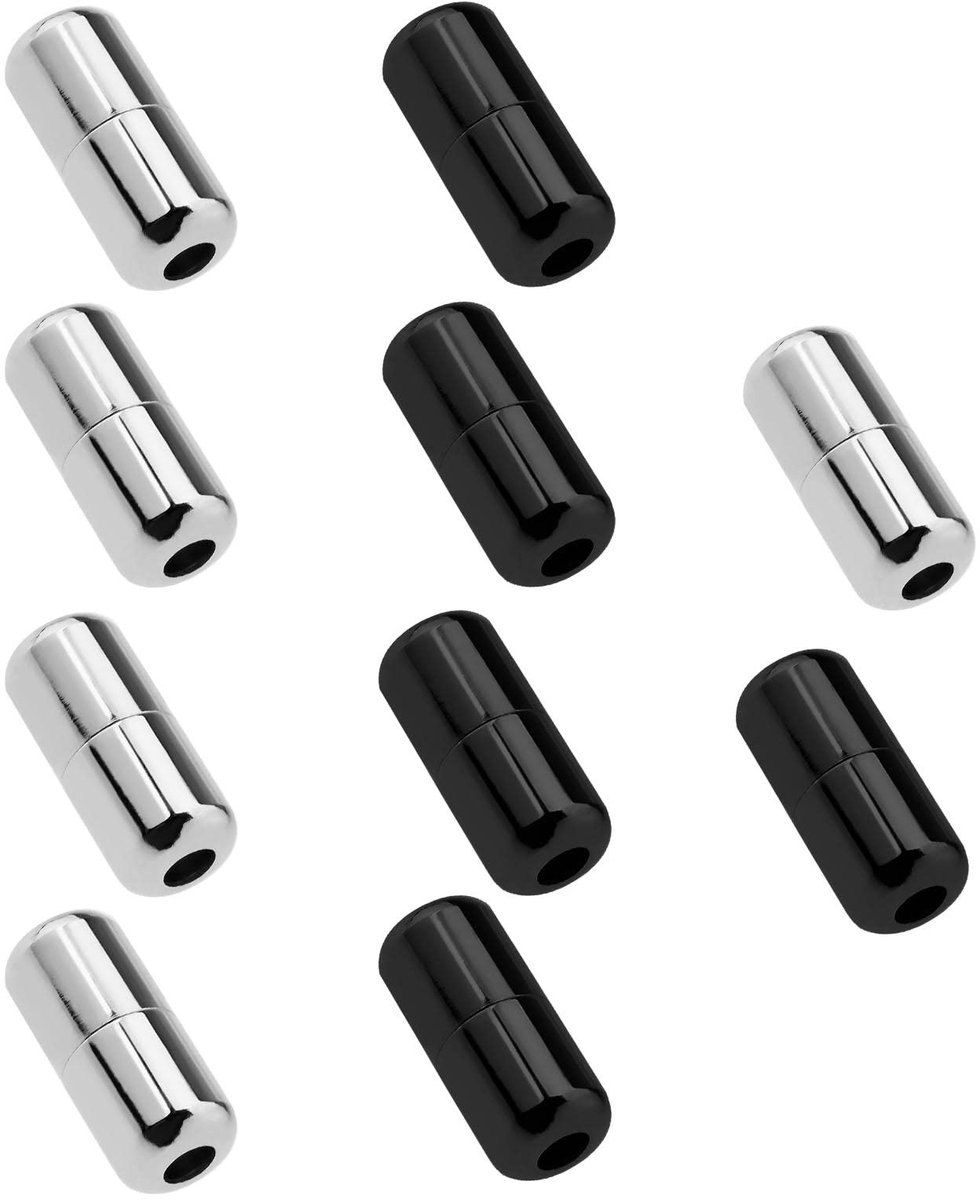 SOUQONE- Verlengconnectoren 10 Stuks - Koper - Zwart/Zilver - Gatdiameter 3,7 mm - Totale Lengte 18 mm - Geschikt voor Kogelketting/Gordijntouw - Koordconnector