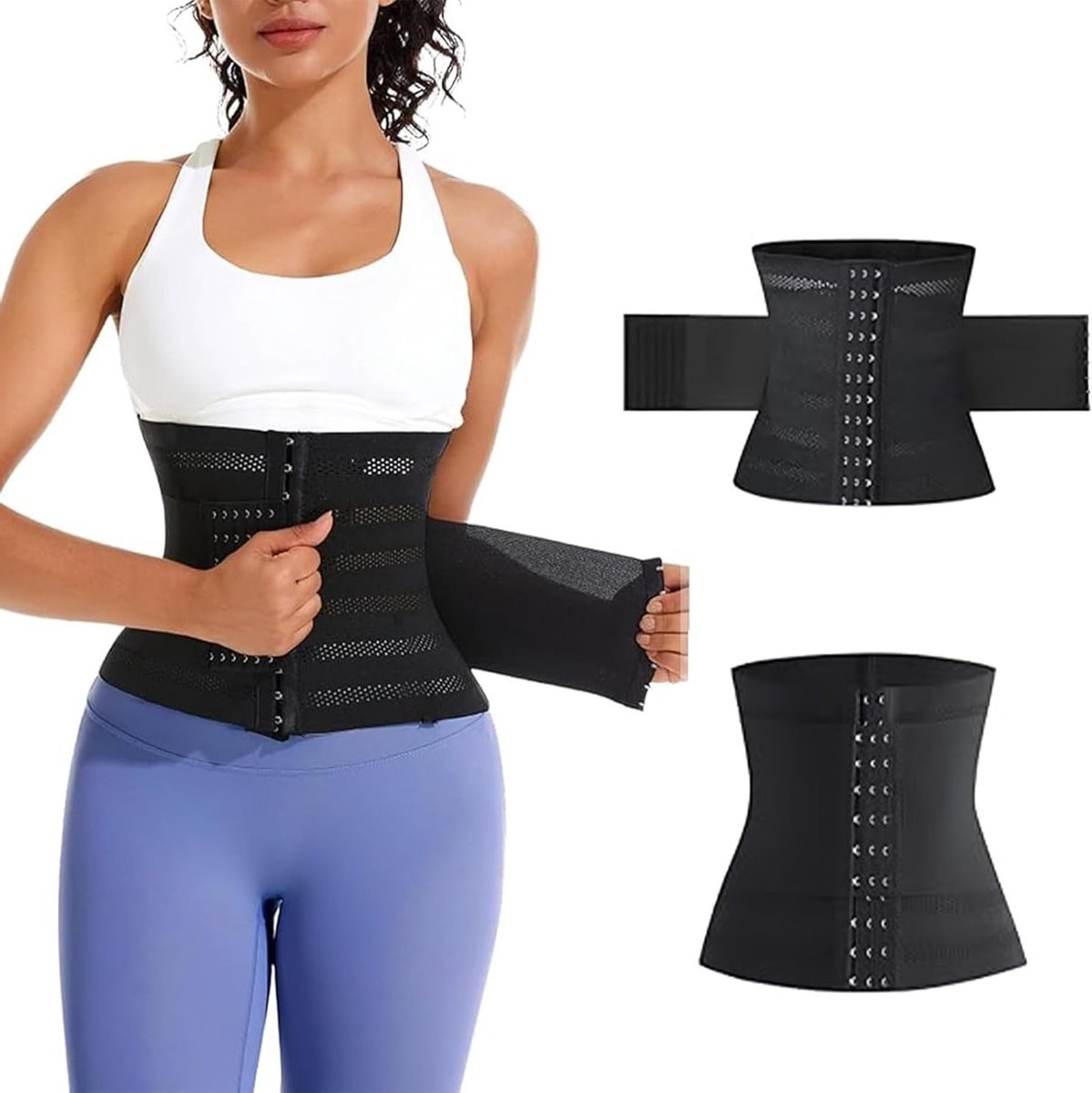 Verstelbare Taille Trainer voor Vrouwen - Corset en Buikband voor Fitness en Postpartum Vormgeving (Zwart L)