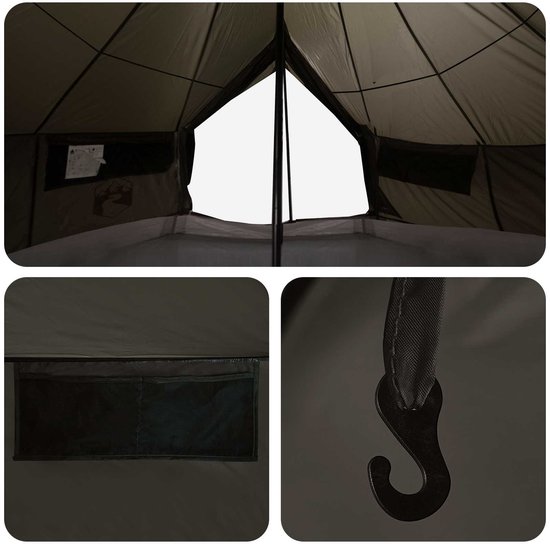 vidaXL - Tipi - Tent - Bruin - Grijs - 700 - x - 700 - x - 395 - cm - Polyester - en - Staal van Vidaxl — afbeelding 5