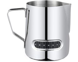 Professionele Melkopschuimer met Ingebouwde Thermometer - RVS Koffiekan voor Latte Art, 600ml Capaciteit, Perfect voor Espresso en Cappuccino
