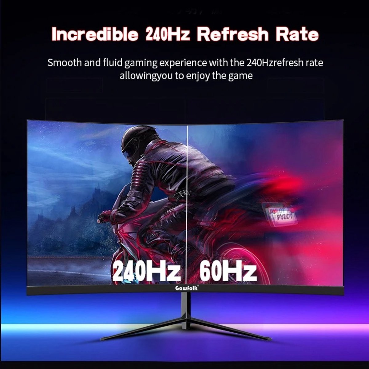 Flolife - Gaming Monitor 32 Inch Curved 240Hz Full HD 1080P - 1800R Frameloos PC Scherm met FreeSync - 1ms Responstijd - HDMI en DisplayPort - Ideaal voor Gamers en Kantoor thumbnail 4