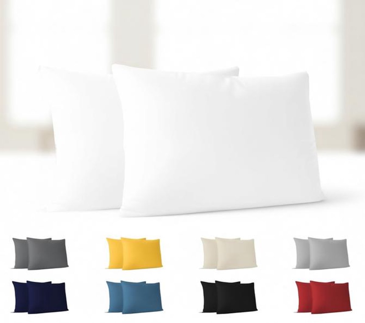 ElleMooi Kussensloop 30x50 cm (2 stuks) - 100% Jersey Katoen - Wit - 150 gsm