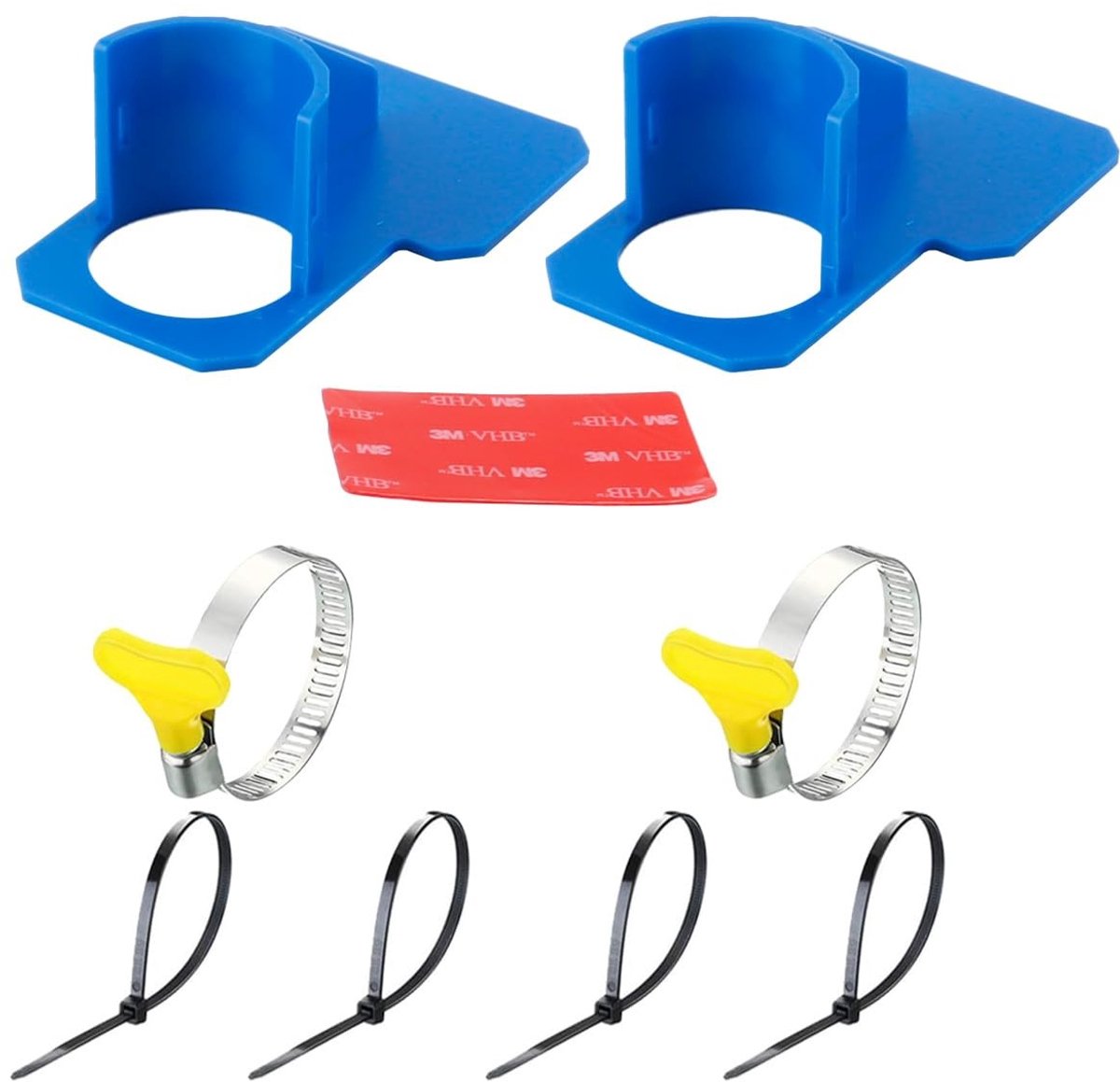 Dailygoods- Zwembadpijpsteunen met Schokbestendige Beugels - 2-Pack - Inclusief Roestvrij Stalen Slangenklemmen - Kabelbinders - Duurzaam ABS - 12 x 10 x 3,8 cm - Zwembadaccessoires