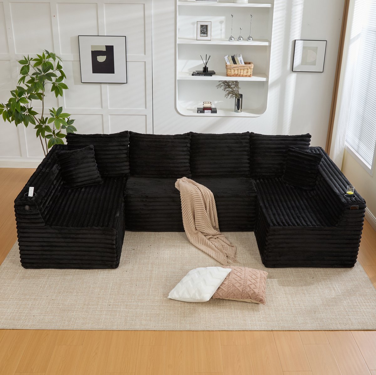 FloraGrace U-Bank 320 x 155 x 88 cm - Modulair Met Bekerhouders en Zijvakken - Ergonomisch