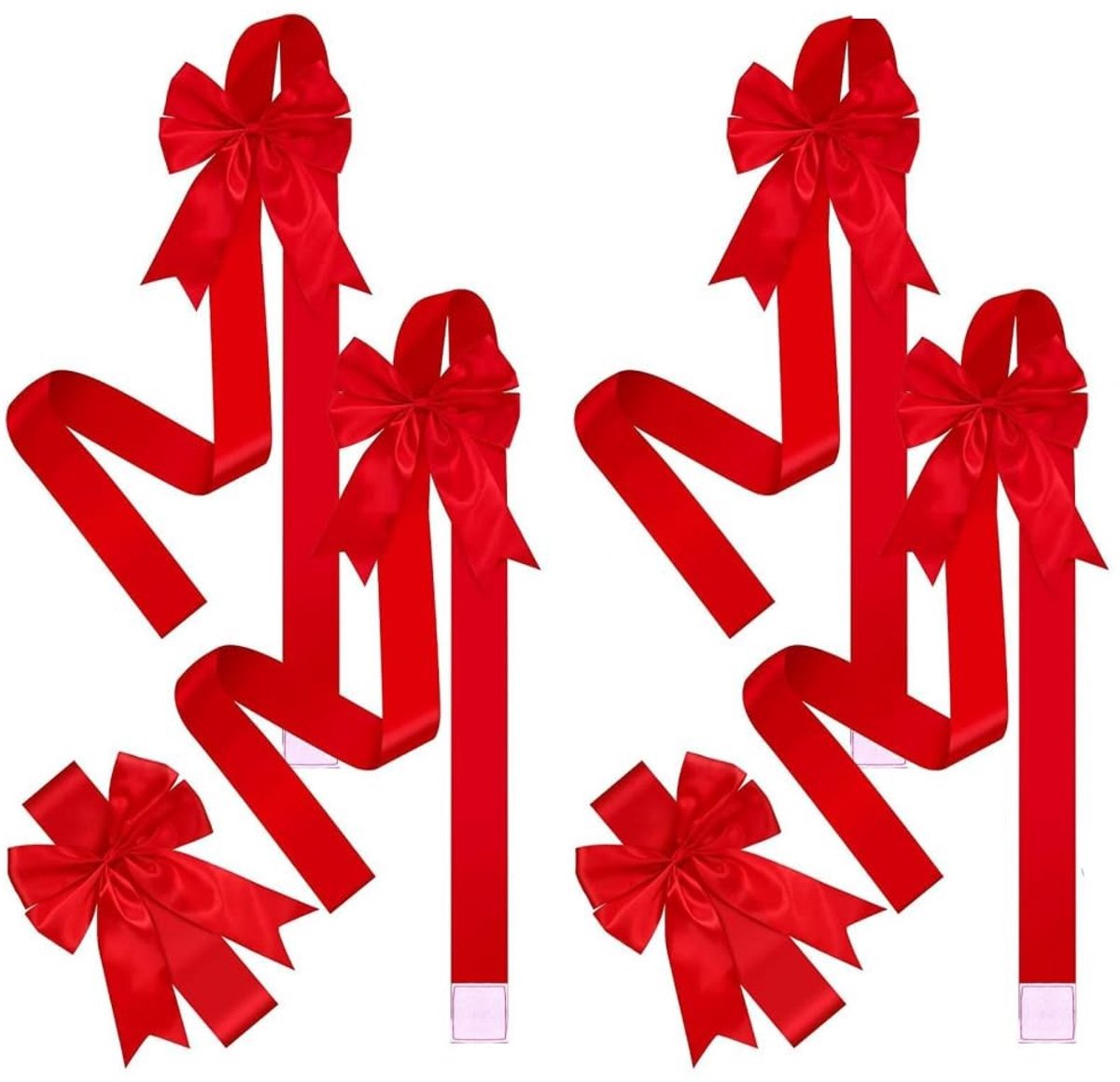 Dailygoods- Kerststrikken Set van 6 - Decoratieve Strikken - Glanzende Deurlinten - Strikken voor Kasten - Kransen en Geschenken - Polyester 20 cm x 20 cm - Decoratieband