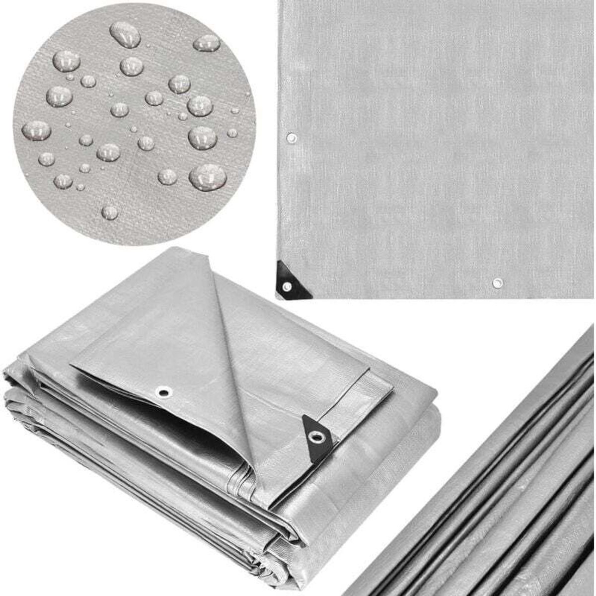 Beschermend canvas zeildoek - 4 x 4 Geschikt voorer - Waterdicht - Gewicht: 270 g/m² - Geschikt voor verstevigde hoeken en oogjes - Geschikt voor kamperen