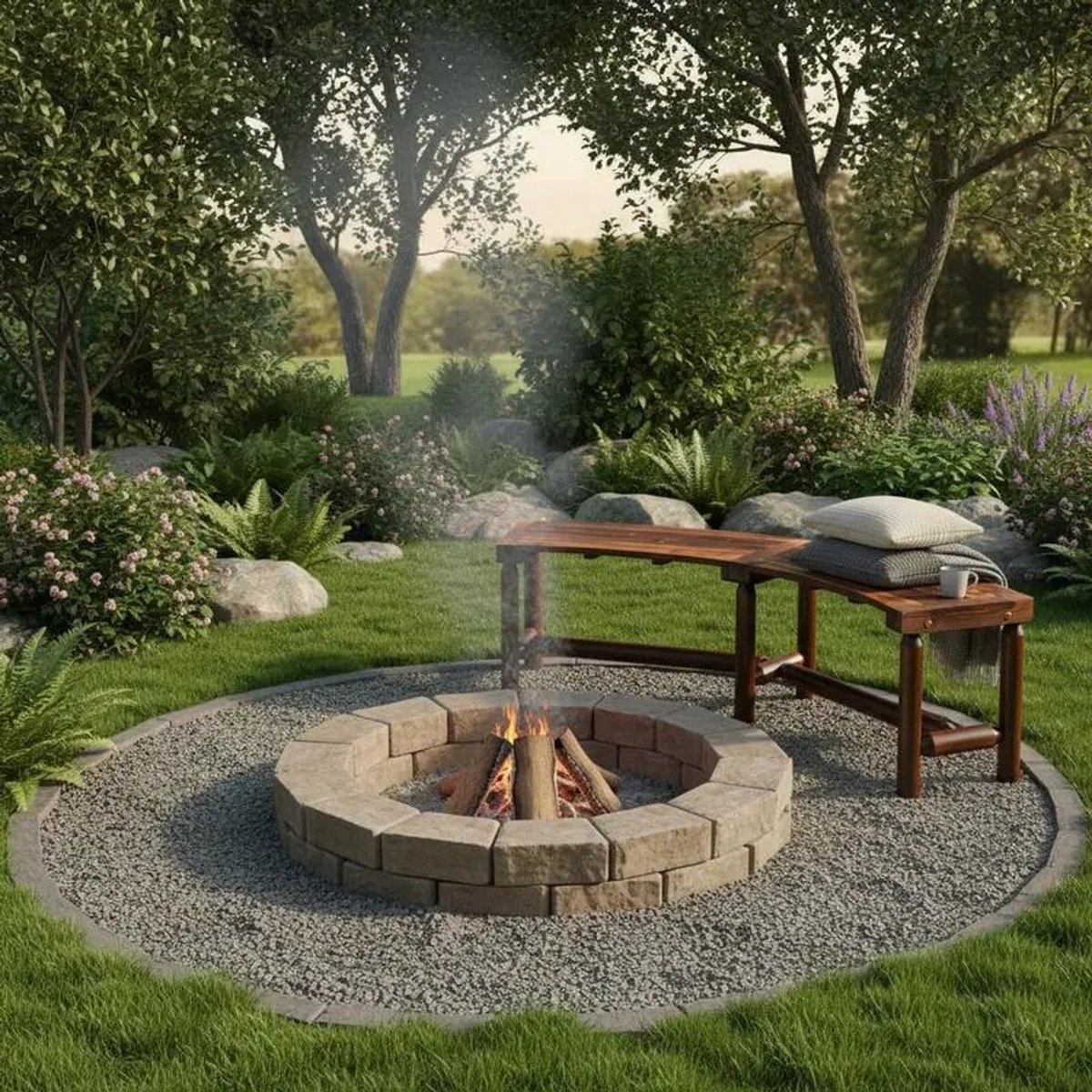 Dailygoods Gebogen tuinbank van massief hout, vuurplaatsbank voor 2-3 personen, buitenbank, bruin