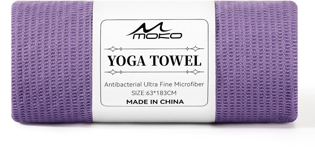 Dailygoods - Antislip Yoga-Handdoek met Bevestigingspunten - 180 x 60 cm - Paars