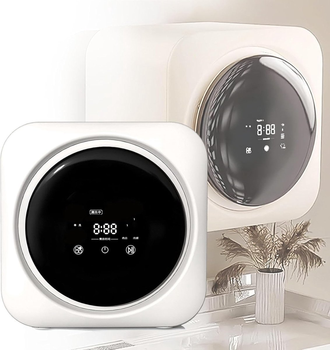 Mini Wasmachine Droger - Compacte Wasdroger - Kleine Kleding Wassen - 2-in-1 Combinatie - 3.5 Liter - Zwart