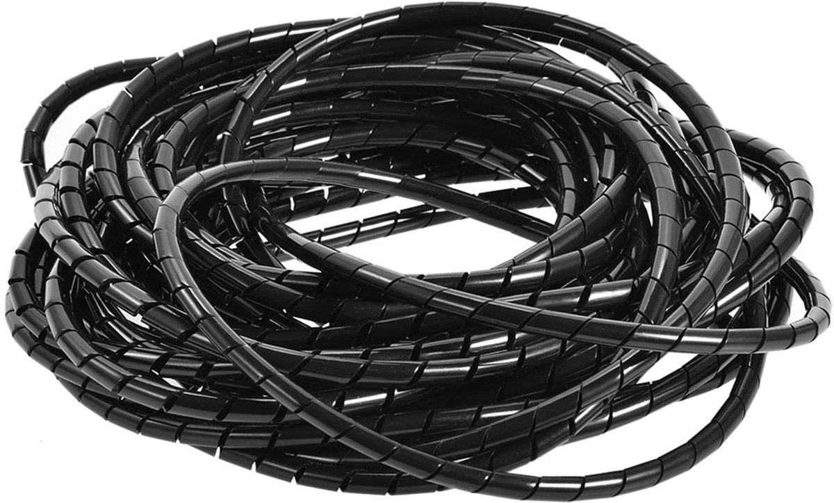 Dailygoods - Wikkel kabelwikkel spiraal - Kabelbeheer - 8 m - Zwart - Draadorganisator - Ideaal voor thuis en kantoor - 6 mm