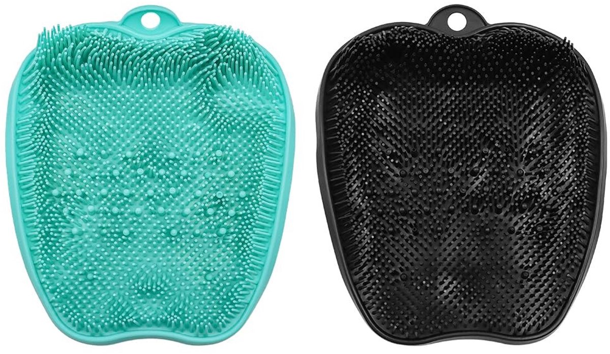 LAUZY- Voetscrubber met Antislip Zuignappen - Voetborstel - Voetverzorging - Douchemat - 2 Stuks - 28 x 24,5 x 4 cm - Voetmat