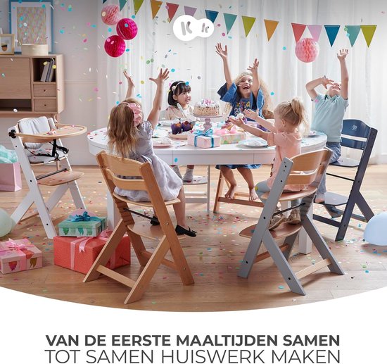 Houten Kinderstoel - Stoel voor kinderen - Samen eten - Groei mee met kind - Verstelbaar - Grijs van Houten — afbeelding 5