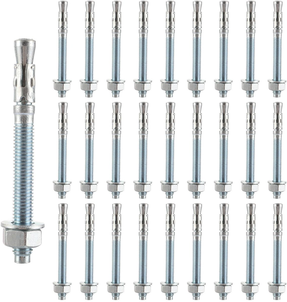 Dailygoods- Dübel Heavy Duty - 30 Stuks - M10 x 100 mm - Gegalvaniseerd - Zware Ankers - Roestvrij Staal - Ideaal voor Beton - Anker