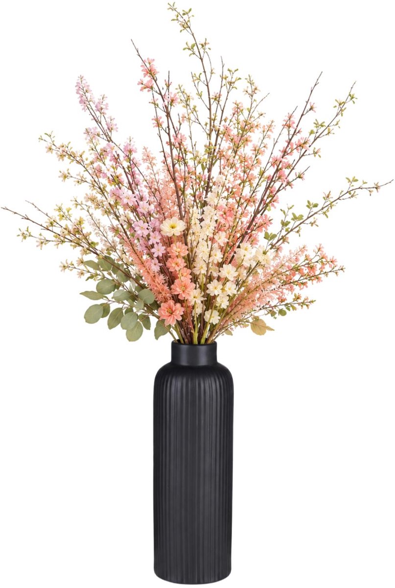 Articasa Bloemenvaas Gomera - zwart - 8 x 23 cm - keramiek - flesvorm vazen