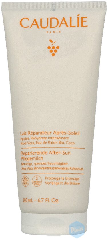 Witte tube met CAUDALÍE PARIS logo, druiven, en tekst in het Frans en Duits. 200ml - 6.7 Fl. Oz.