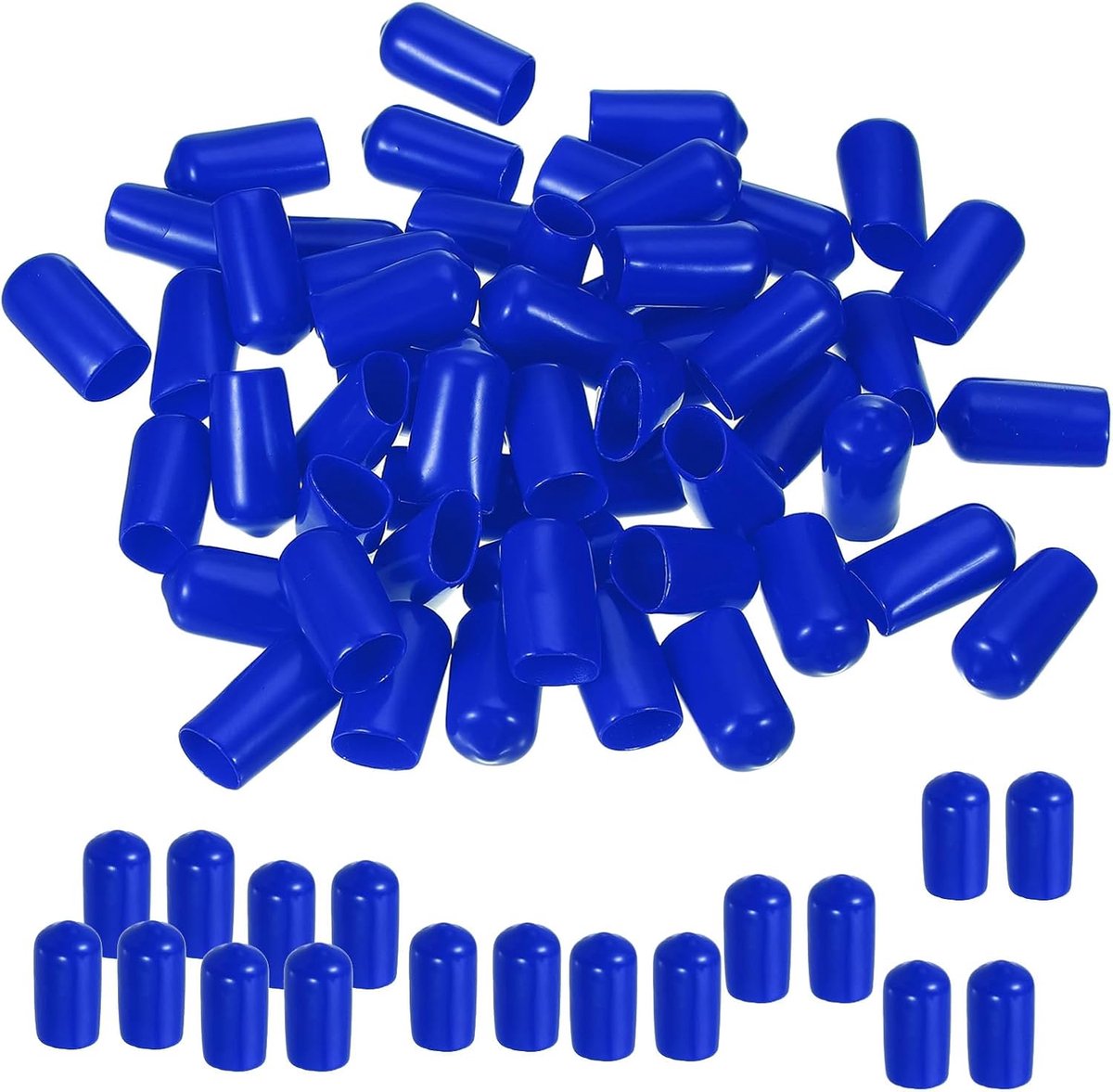 Round Rubber End Caps 10mm ID - 100pcs Rubber Bolt Covers - Vinyl Rubber Flexible Thread Protectors voor Metal Tube Bar Bolts - Blauw