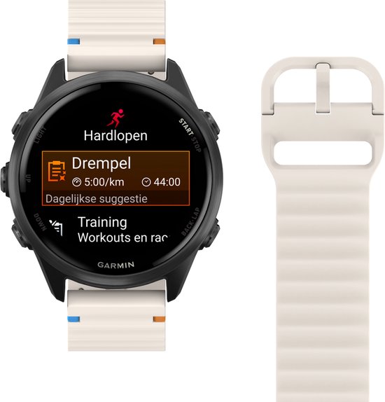 Just in case Siliconen Bandje Crème voor Garmin Forerunner 55 / 165 / 570 42mm