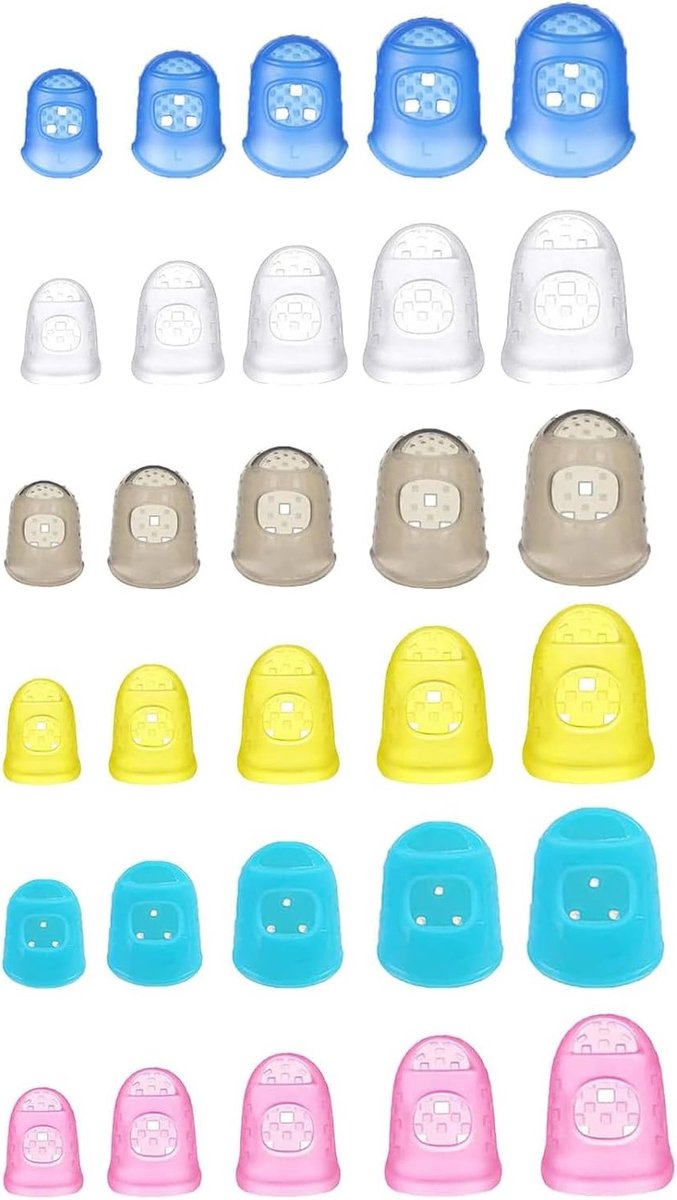 30 Stuks Silicone Vingerbeschermers, Antislip Vingerhoedjes voor Gitaarspelen, Breien en Naaien