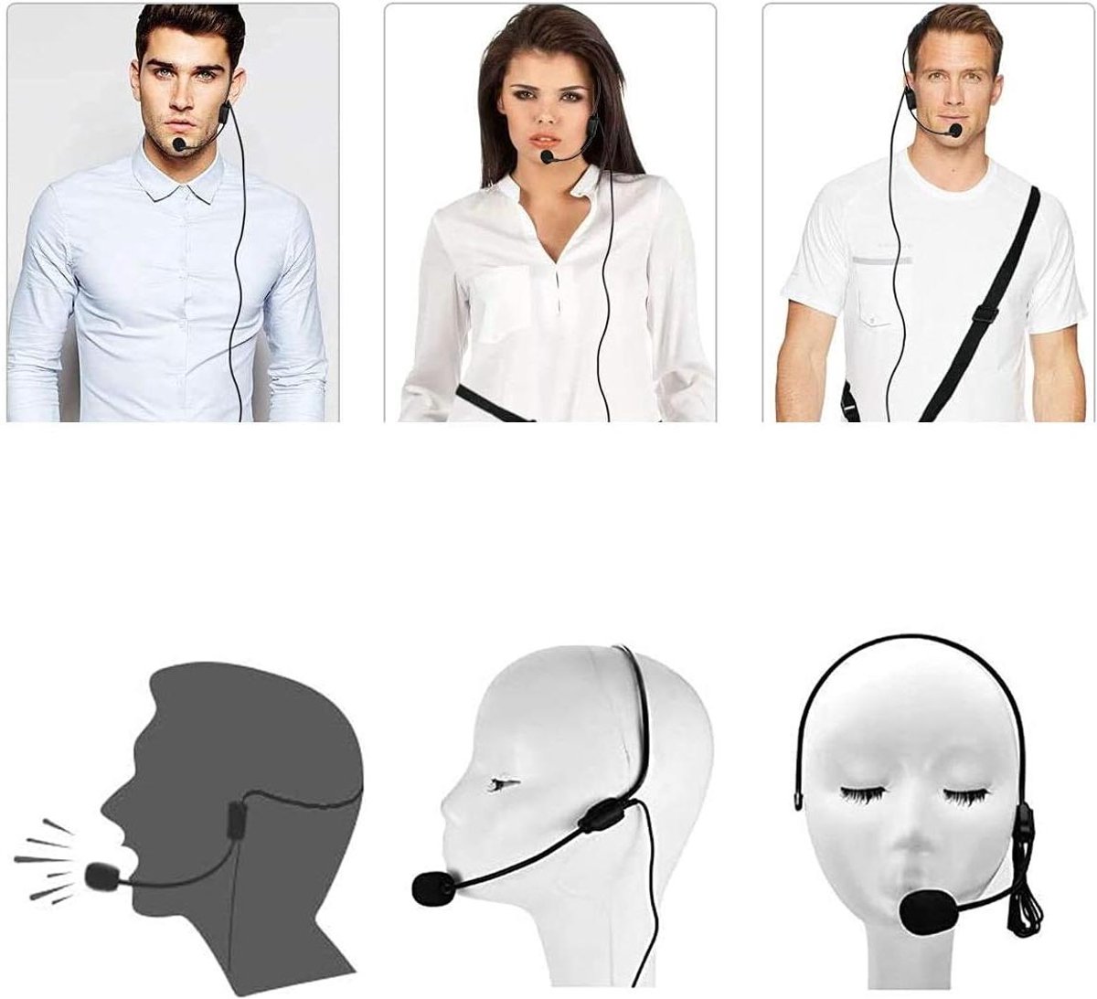 Headset Microfoon - Bedrade Boom - Duidelijke Opname - Buigbare Arm - 32 ft Lengte - Zwart
