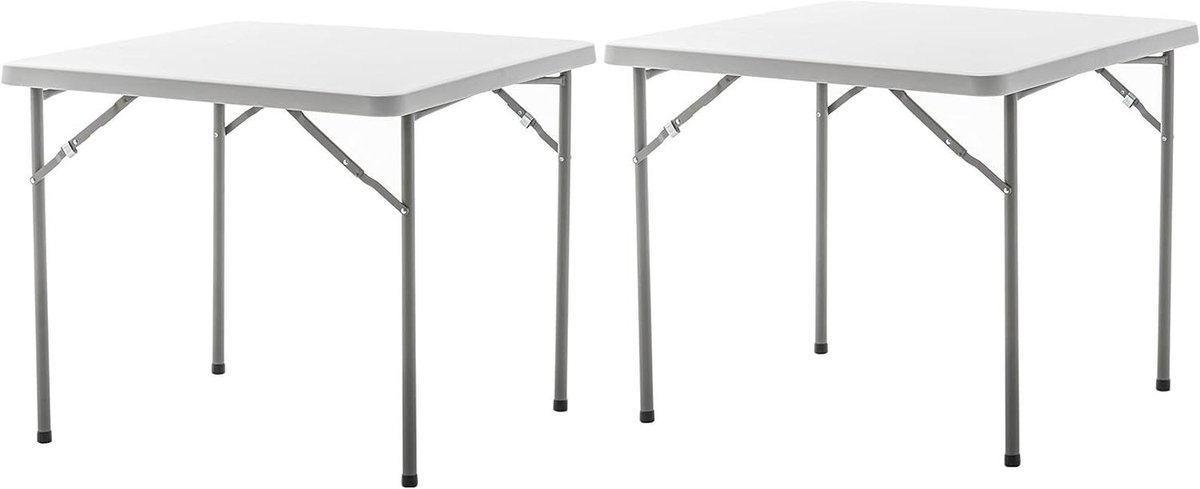 Klaptafel Set - Vouwtafel Vierkant - Feest Bijeenkomsten - Geen Montage Nodig - 34x34 Inch - Graniet Wit